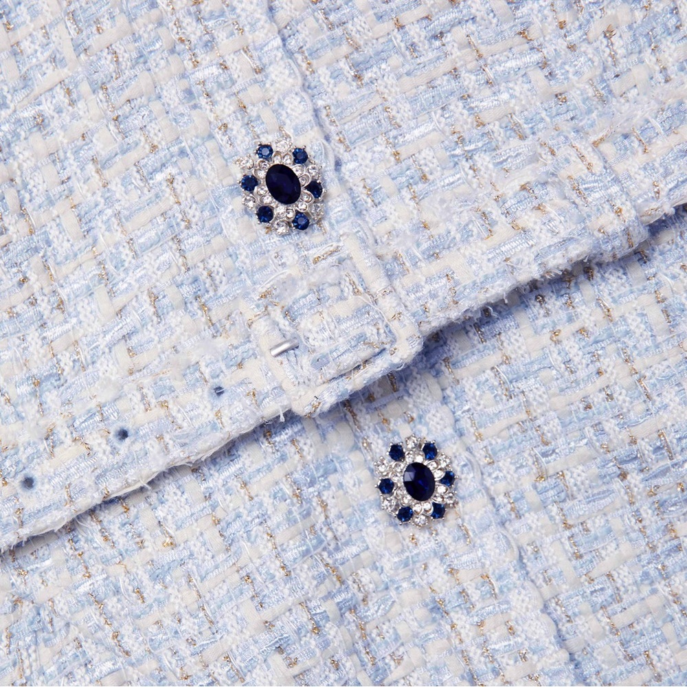 NWOT SELF-PORTRAIT BLUE BOUCLE SLEEVELESS MINI DRESS - Picture 6 of 16